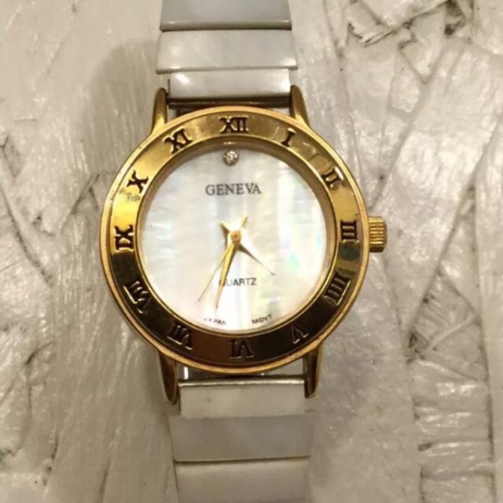 Geneva Goldtone Mother Of Pearl Watch Womens